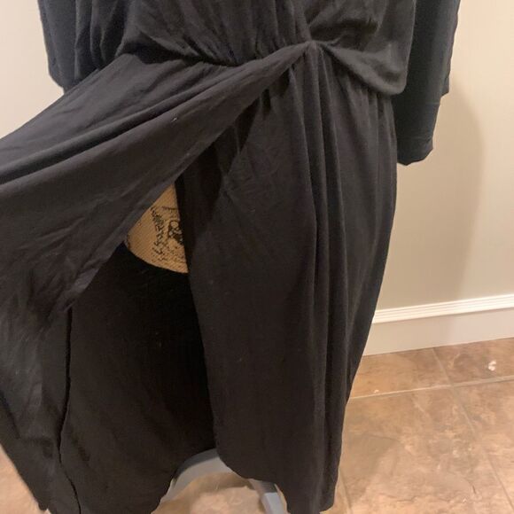 H by Halston Black Jersey Dress split front - Picture 4 of 5